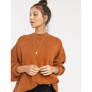 Free People Womens Easy Street Tunic Jumper Pullover Long Sleeve Orange Size S